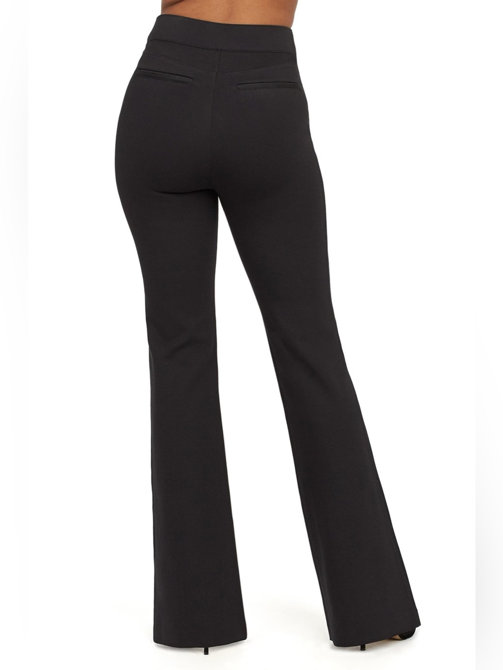 SPANX The Perfect Pant High Rise Flare Wide Leg Trouser Black Size Large Petite - Picture 4 of 15